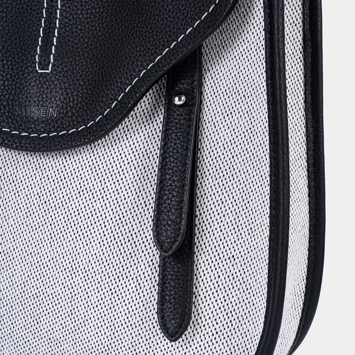 Genuine Leather Saddle Bag - Black