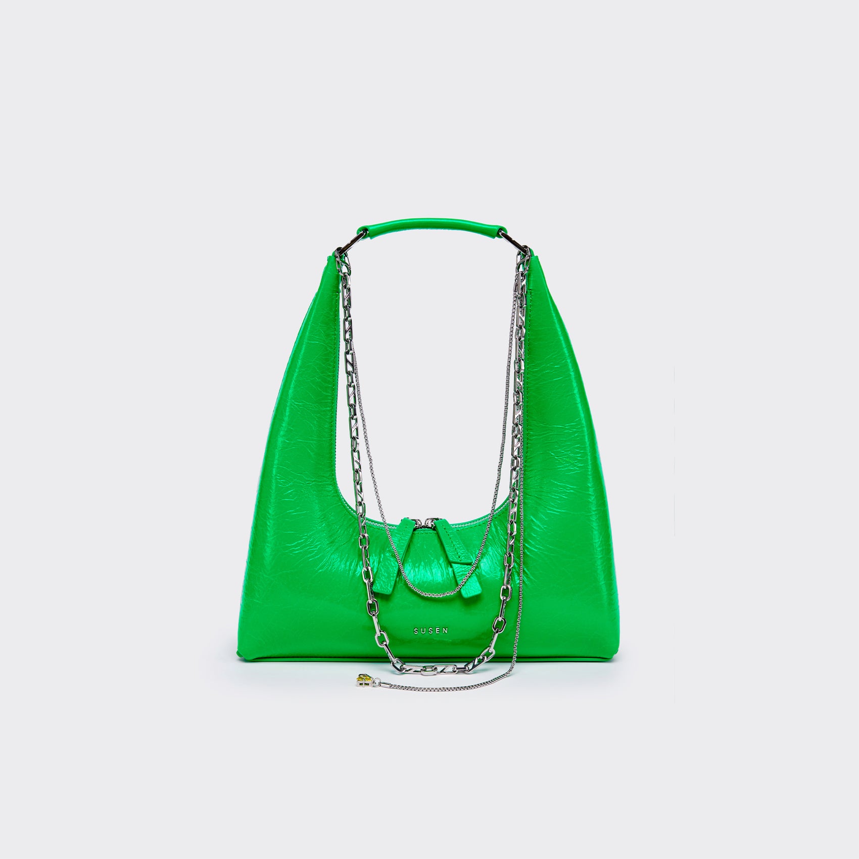 Large One-Shoulder Tartar Bag - Green