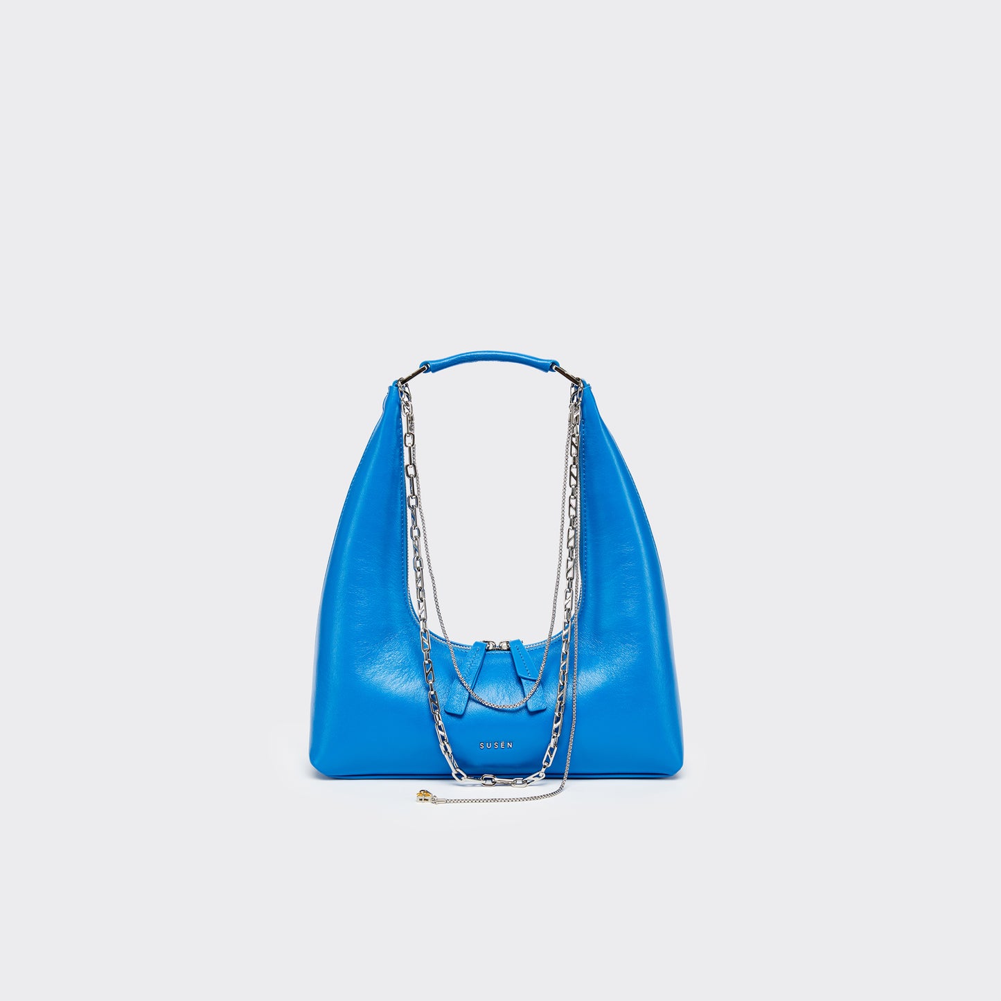 Small Shoulder Tartar Bag - Blue