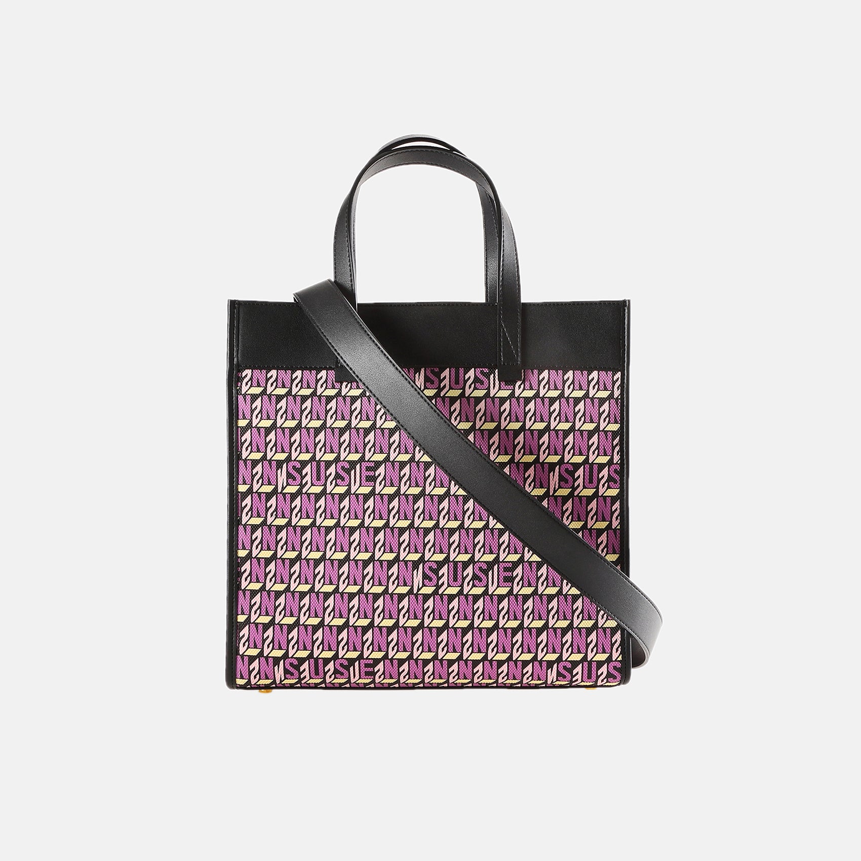 Brand Large Monogram Printed Lnclined Shoulder Bag - Purple