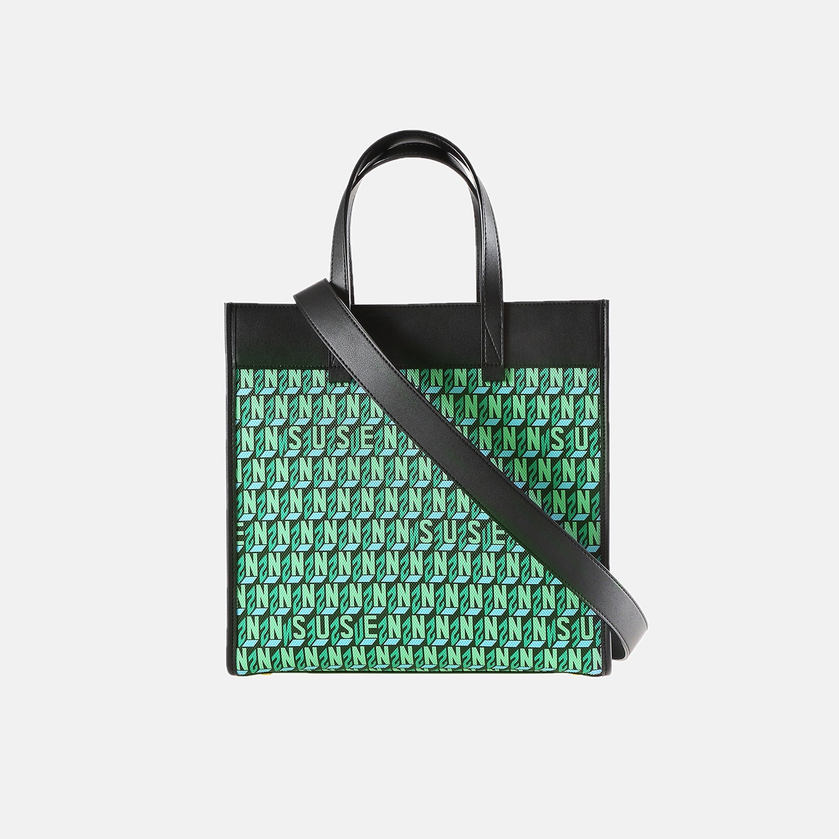 Brand Large Monogram Printed Lnclined Shoulder Bag - Green