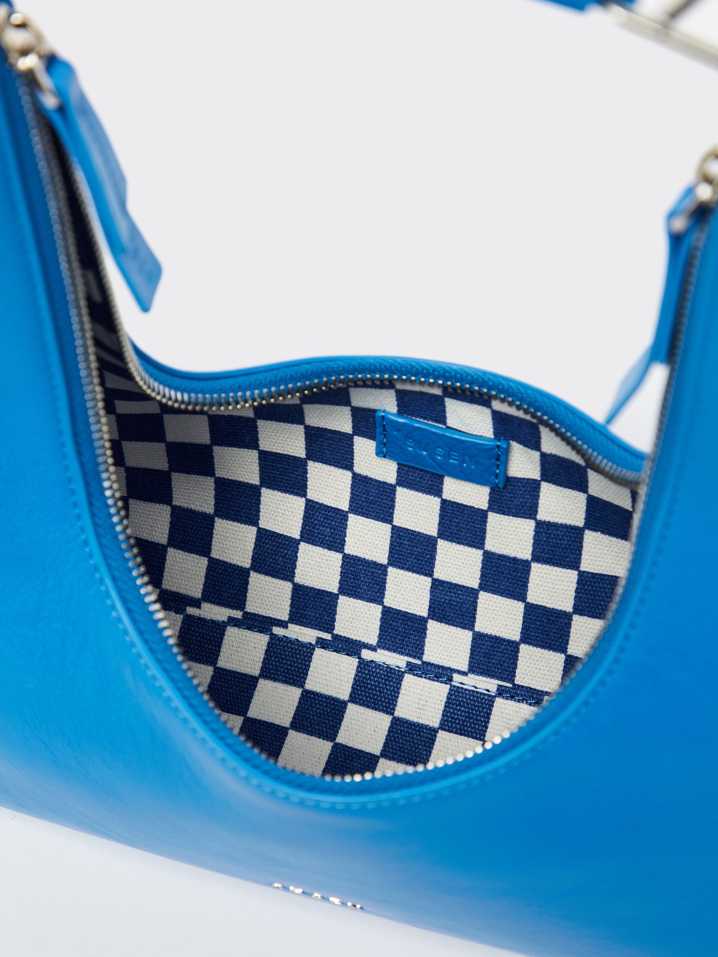 Large One-Shoulder Tartar Bag - Blue