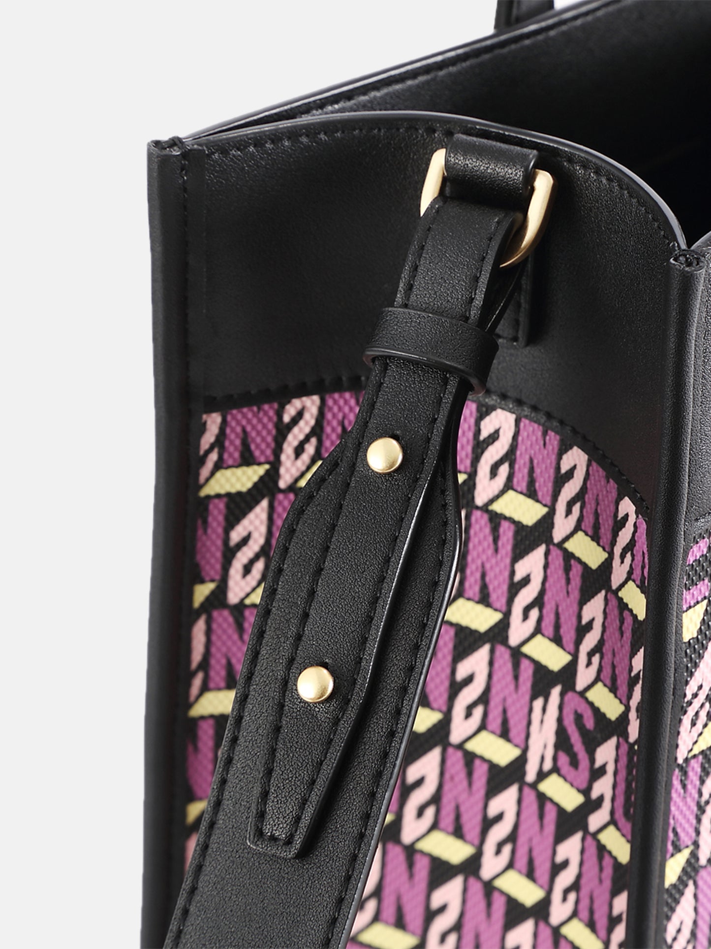 Brand Large Monogram Printed Lnclined Shoulder Bag - Purple