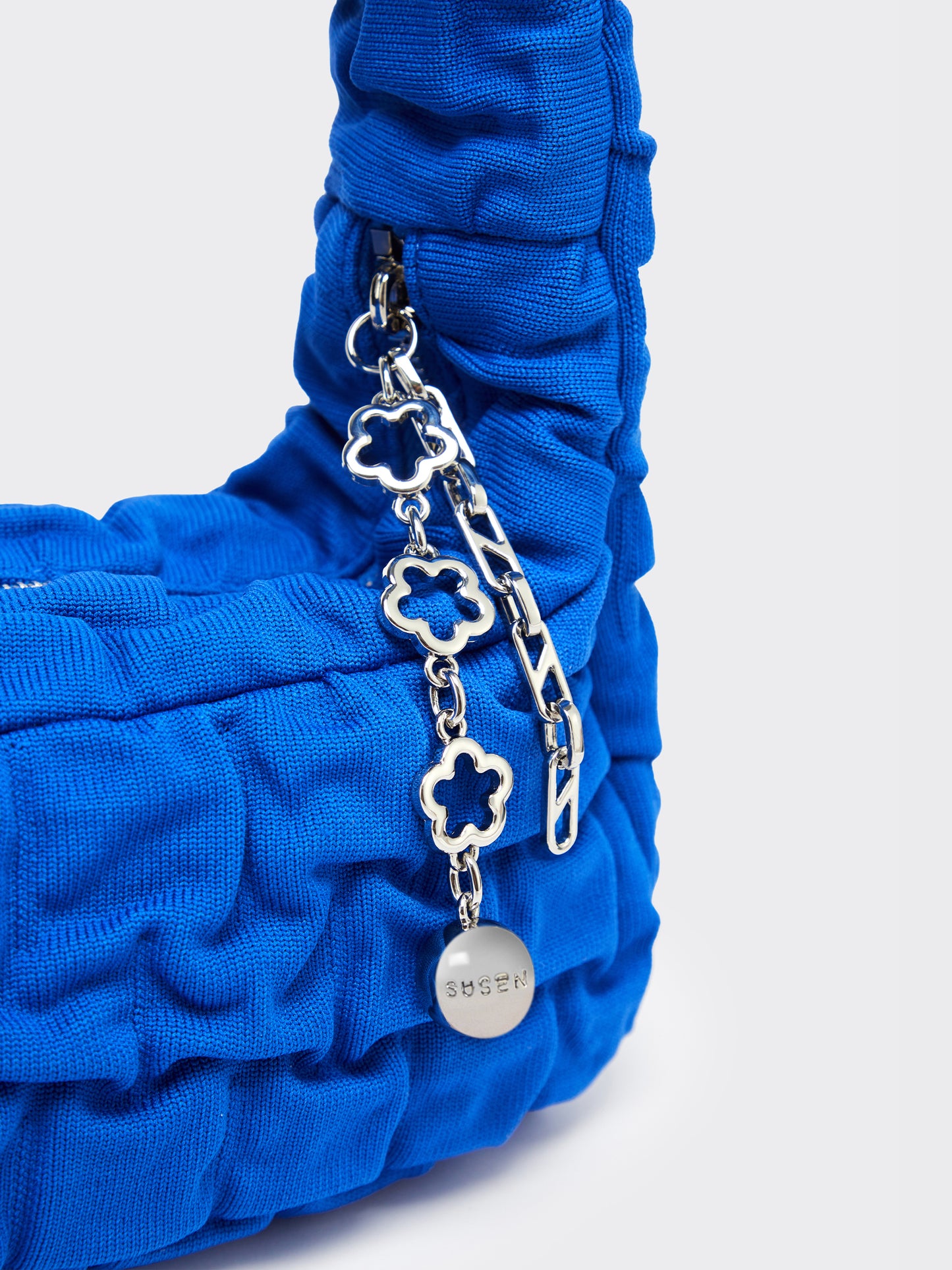 One Shoulder Pleated Toast Bag - Blue