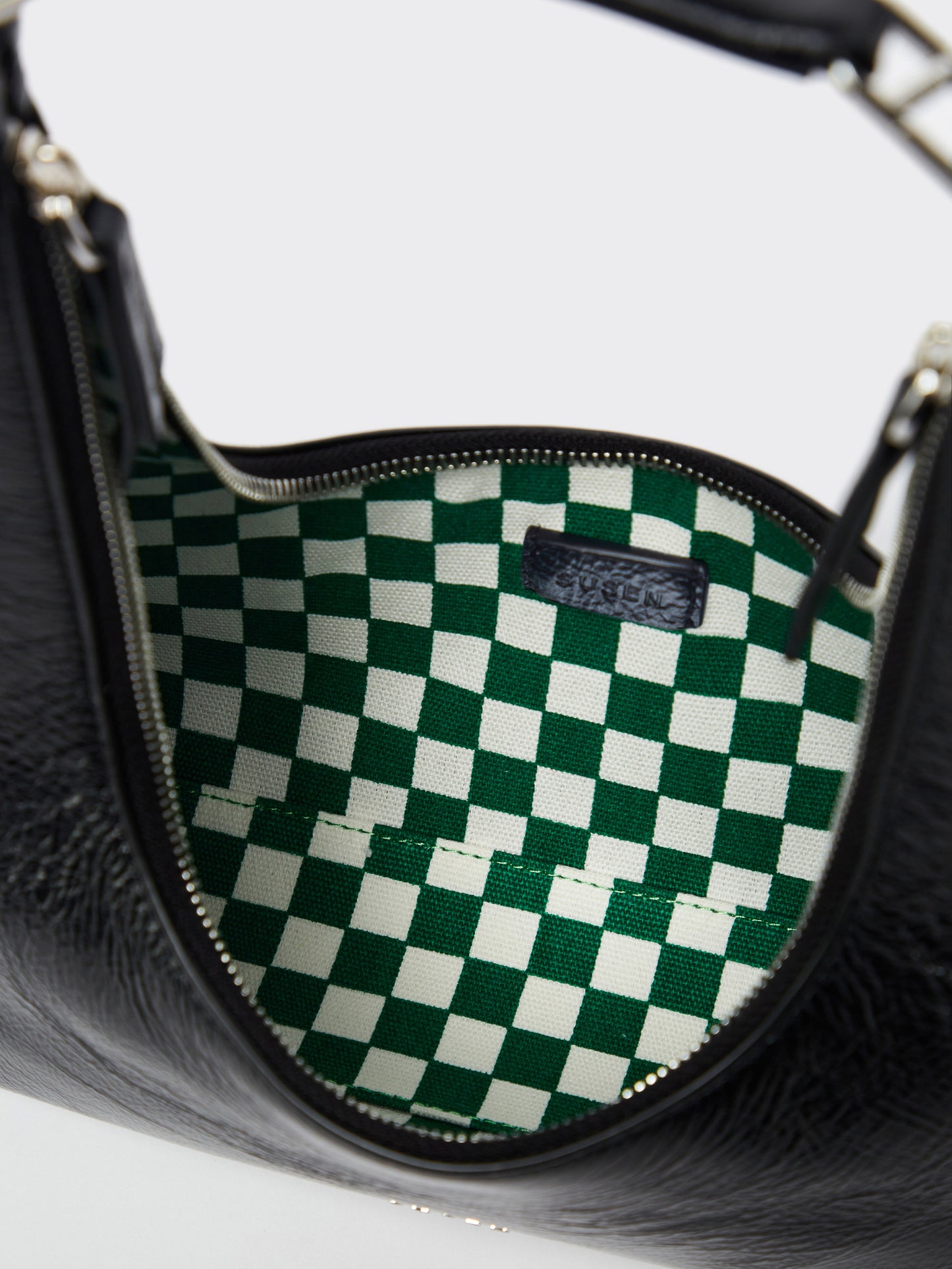 Large One-Shoulder Tartar Bag - Black