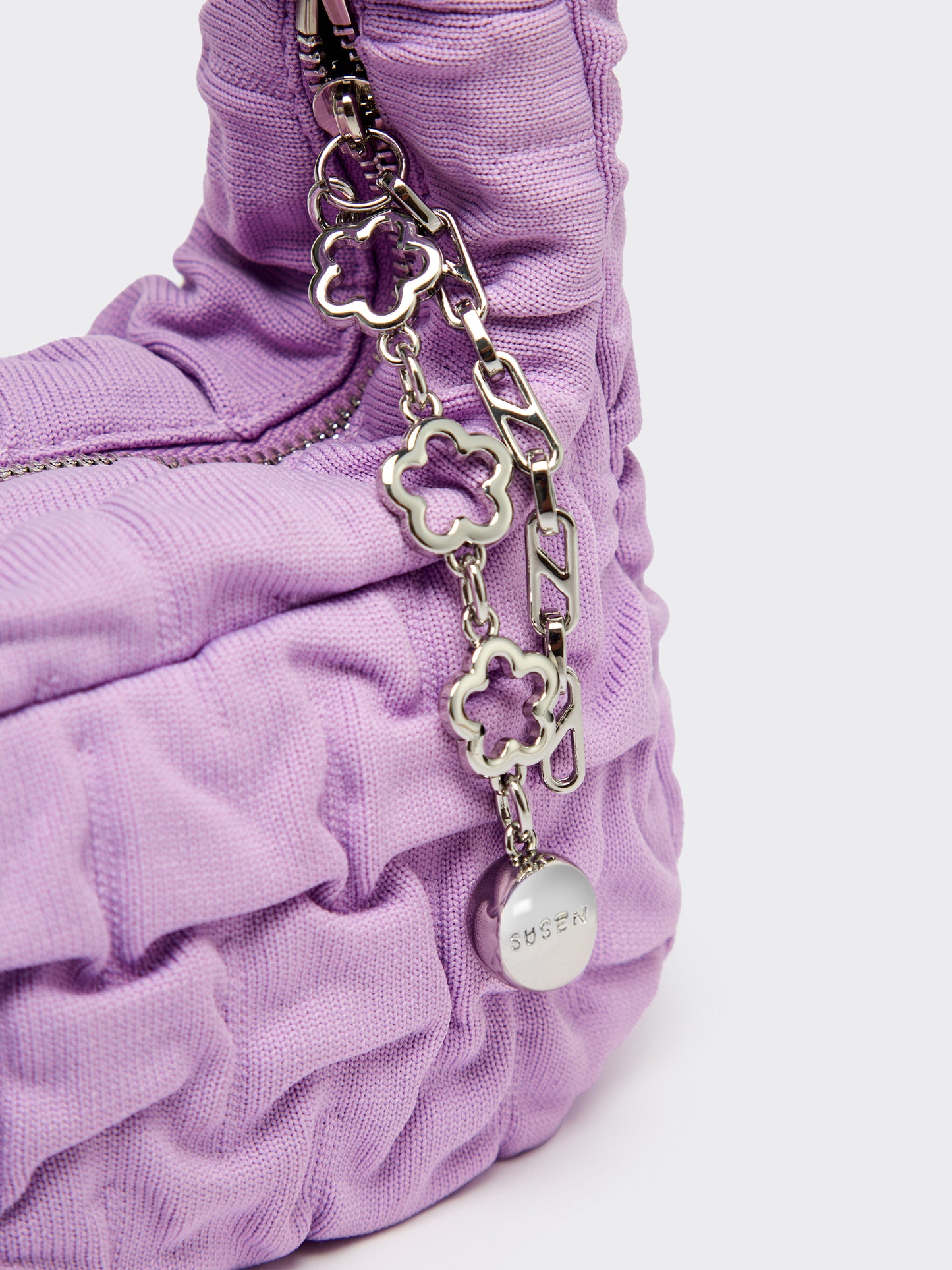 One Shoulder Pleated Toast Bag - Purple