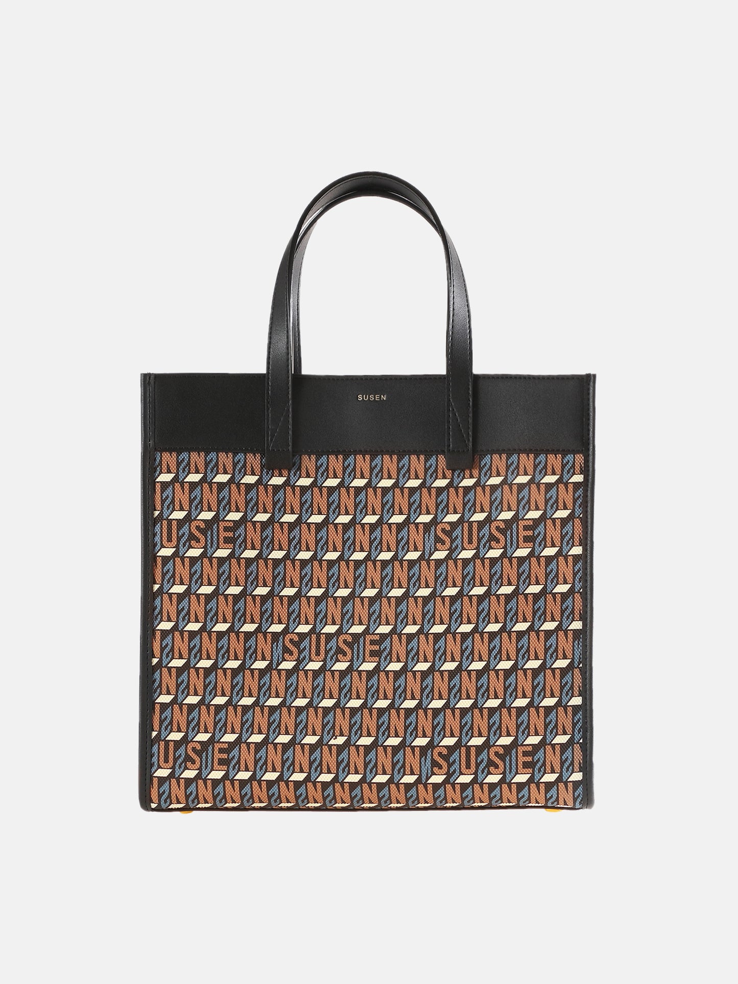 Brand Large Monogram Printed  Lnclined Shoulder Bag - Black