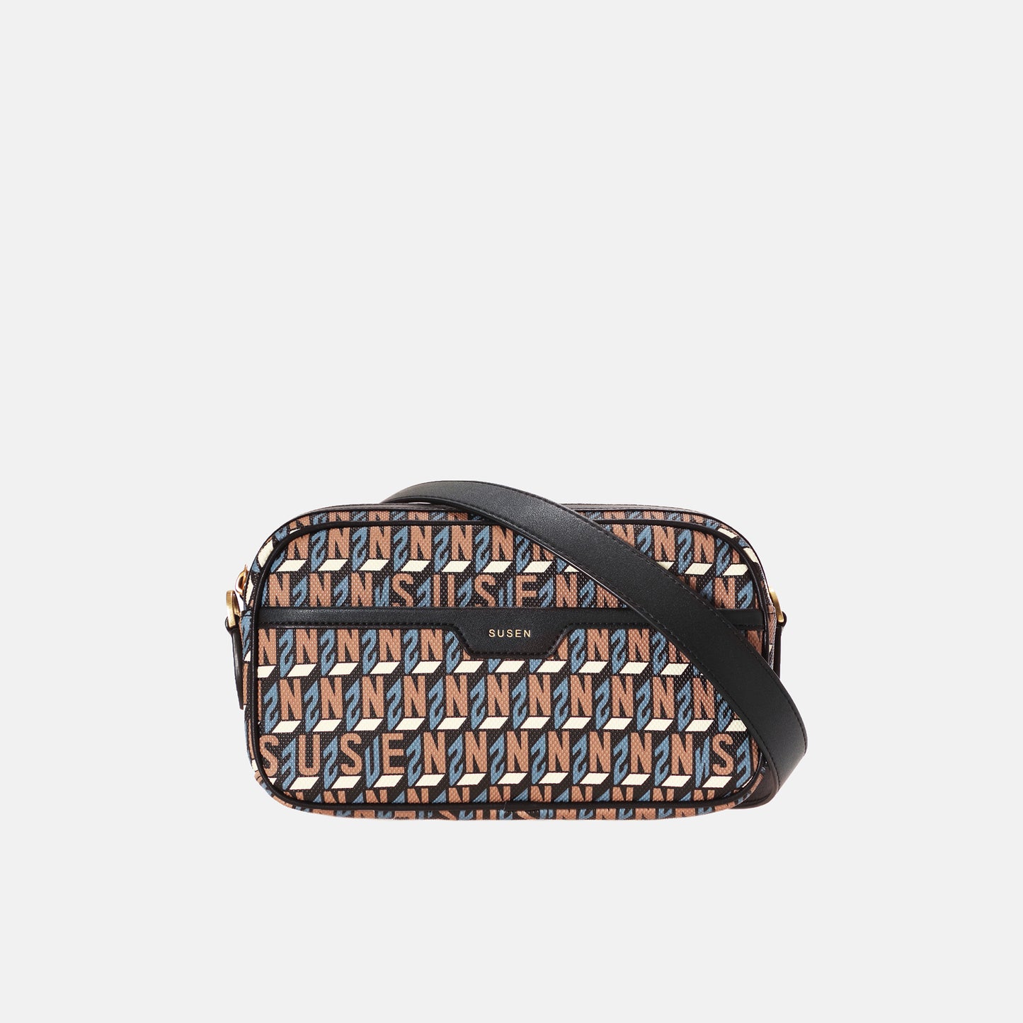 Brand Cross Body Monogram Bag - Black