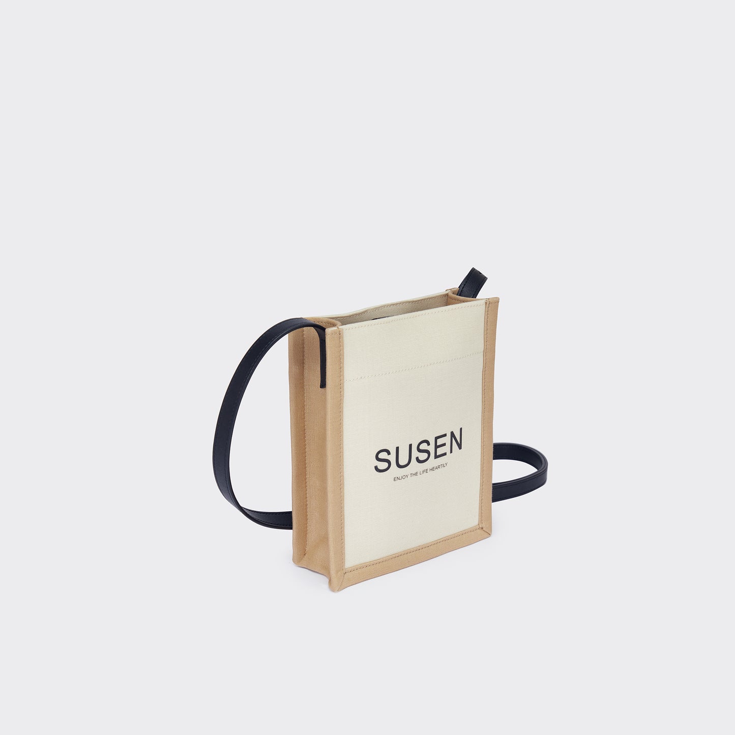 Canvas Crossbody Phone Bag - Beige