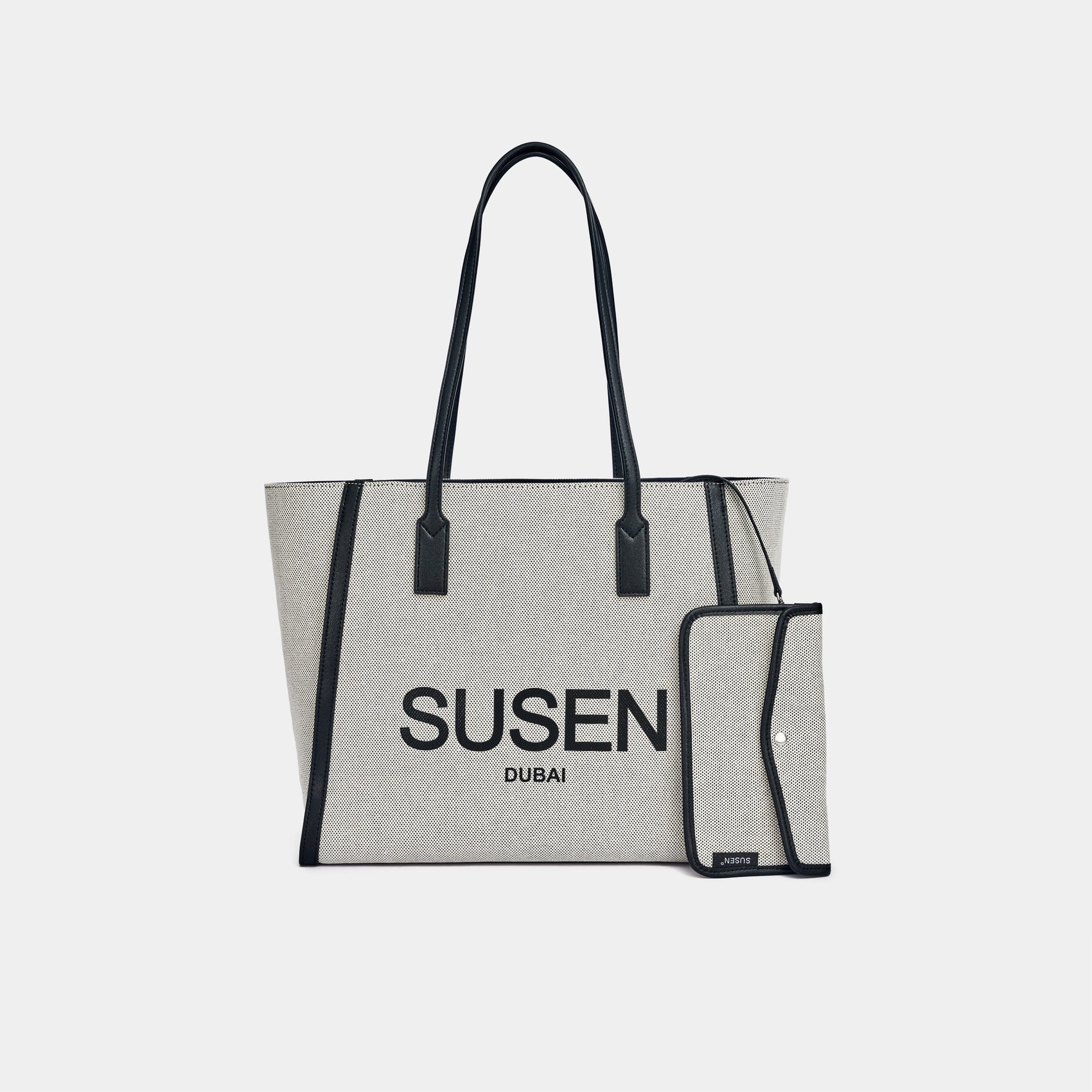 SUSEN Minimalist Canvas Tote Bag - Beige
