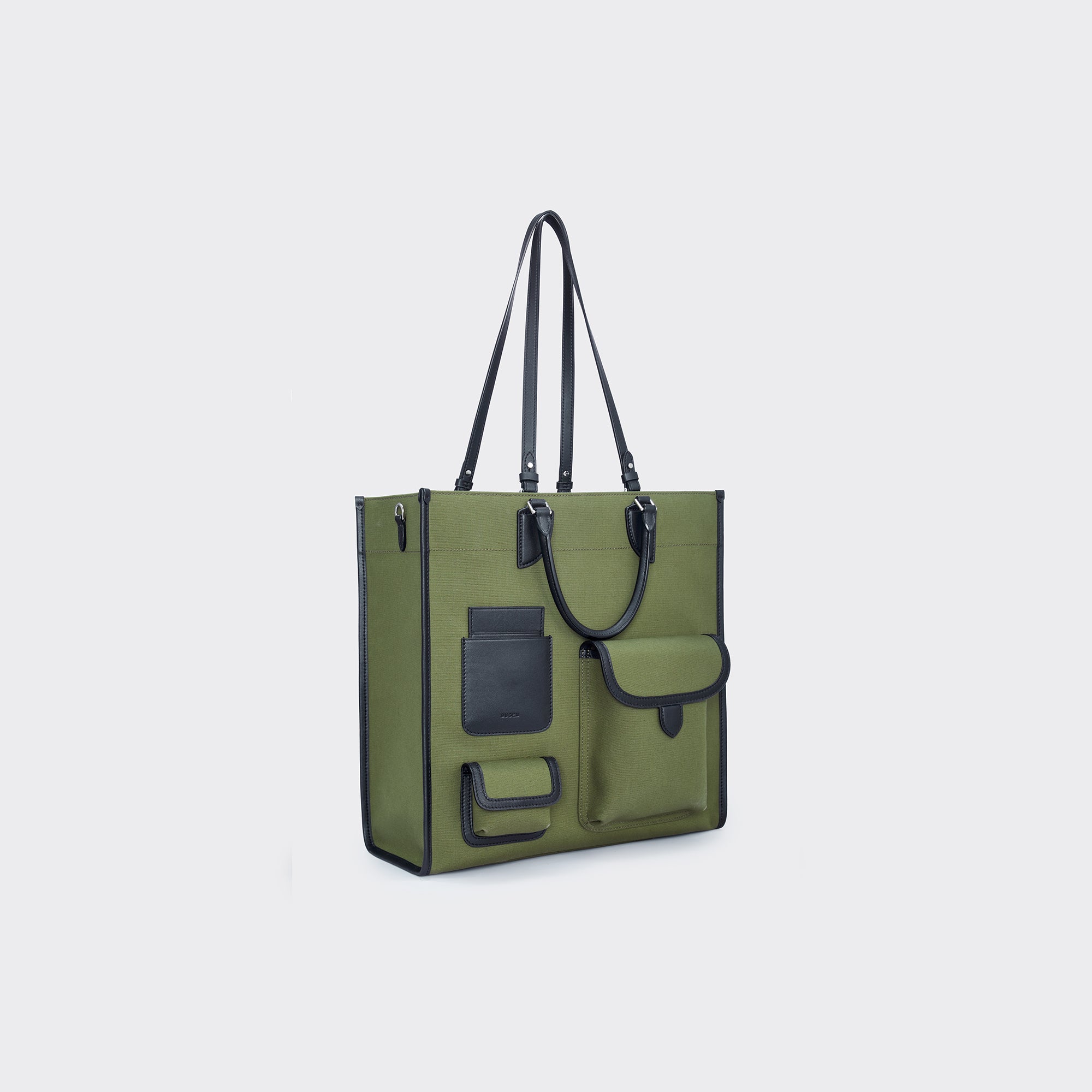 Gabriel Large Vertical Canvas Tote Bag - Military green