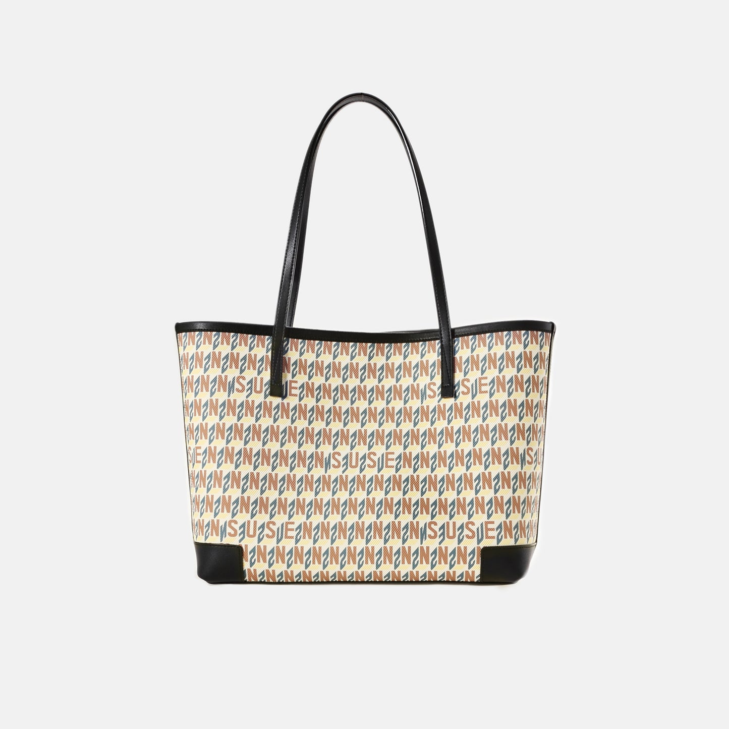 Brand Large Monogram Printed Tote Bag - Apricot