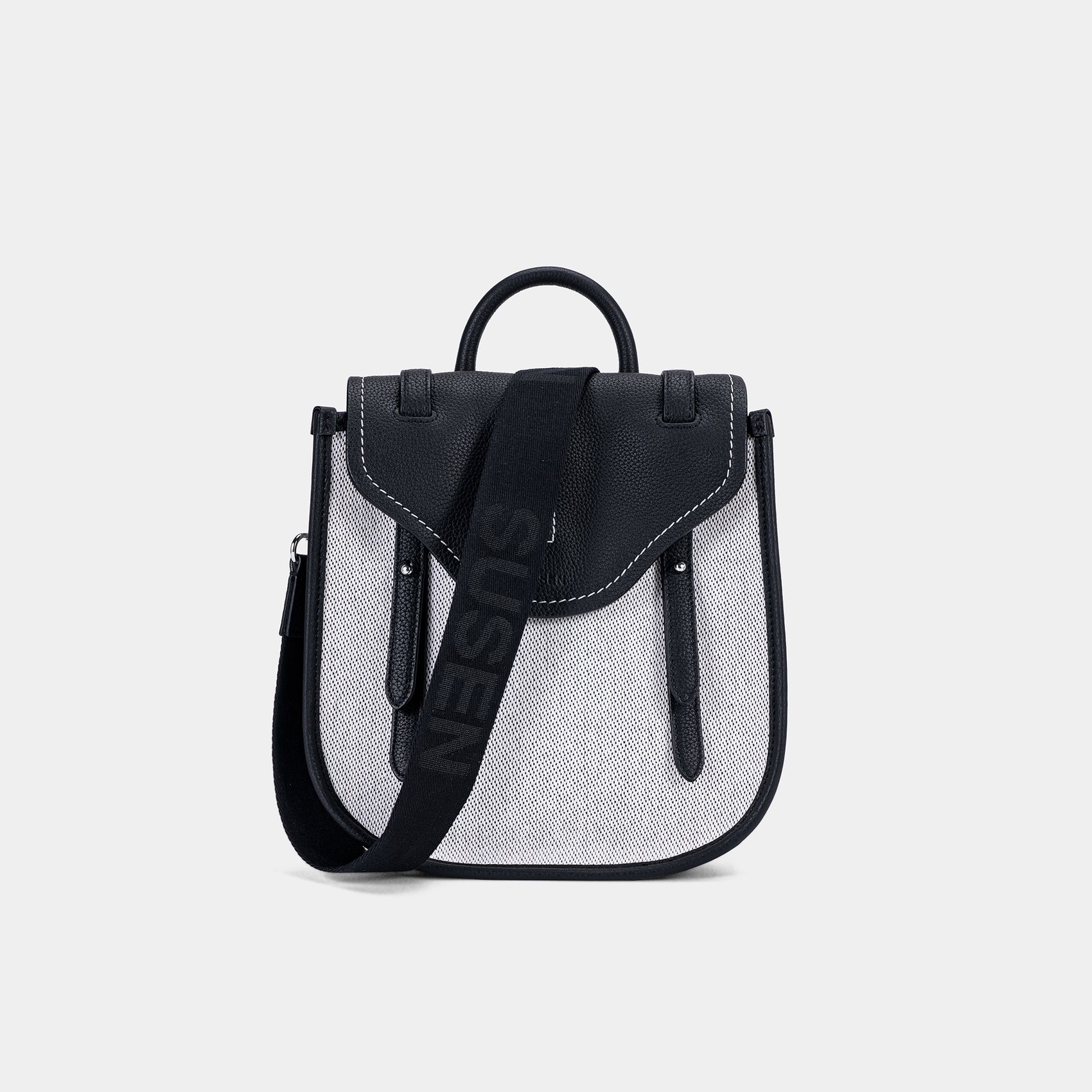 Genuine Leather Saddle Bag - Black