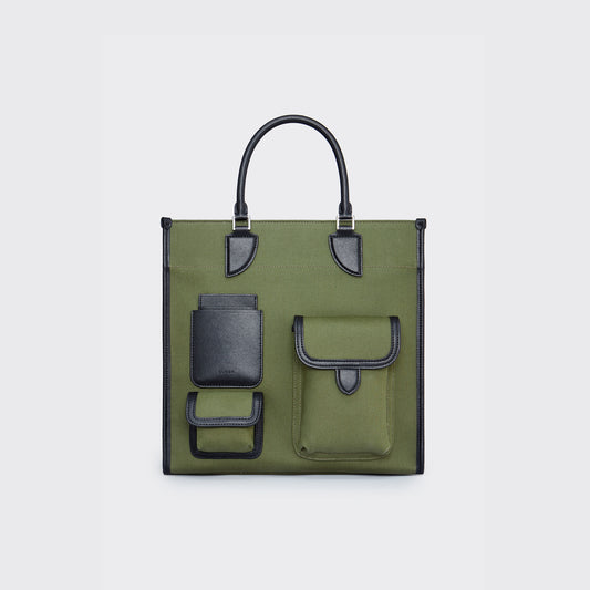 Gabriel Vertical Edition Small Size Canvas Tote- Military green