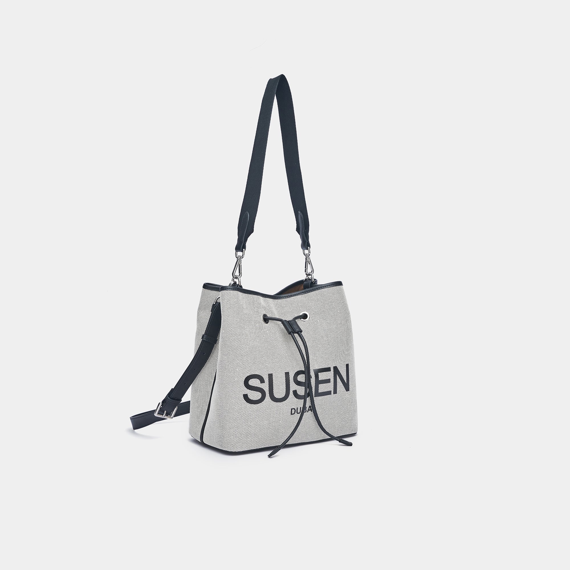 SUSEN Minimalist Canvas Bucket Bag - Beige