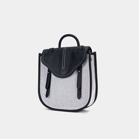 Genuine Leather Saddle Bag - Black