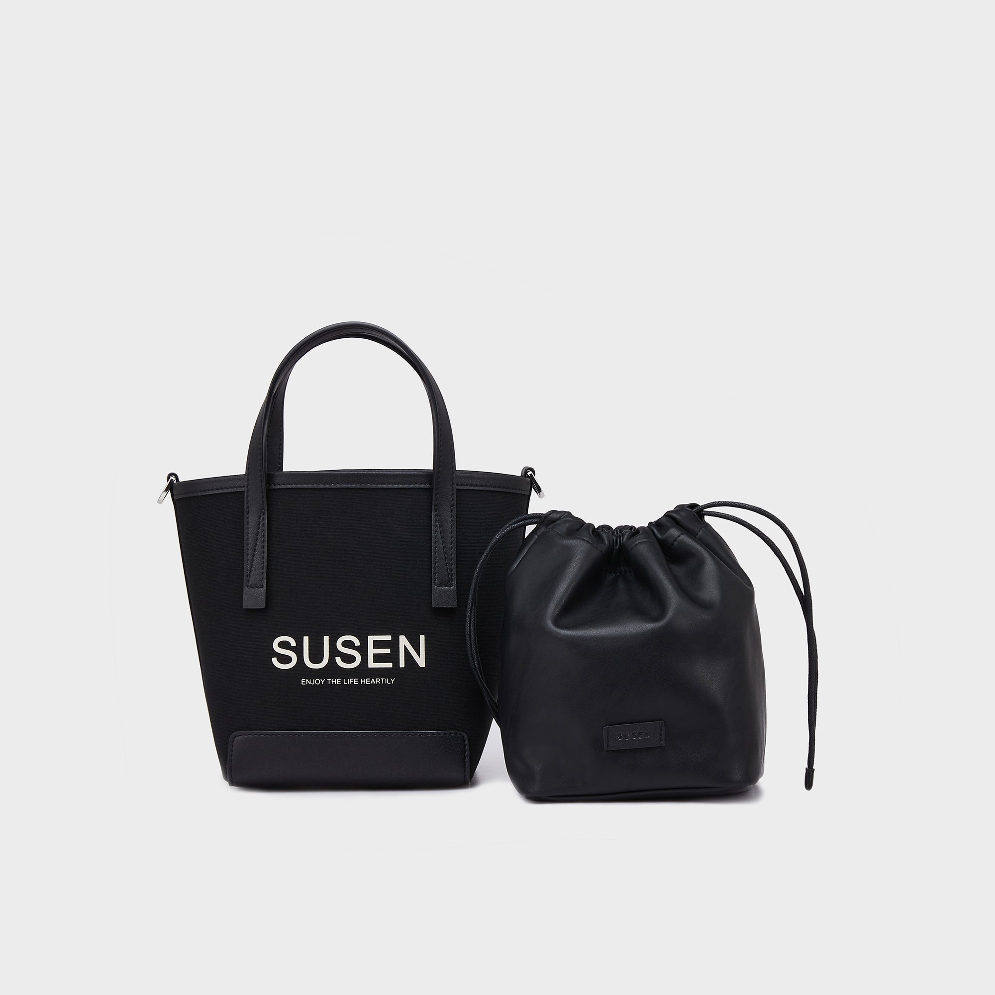 SUSEN Canvas Bucket Bag - Black