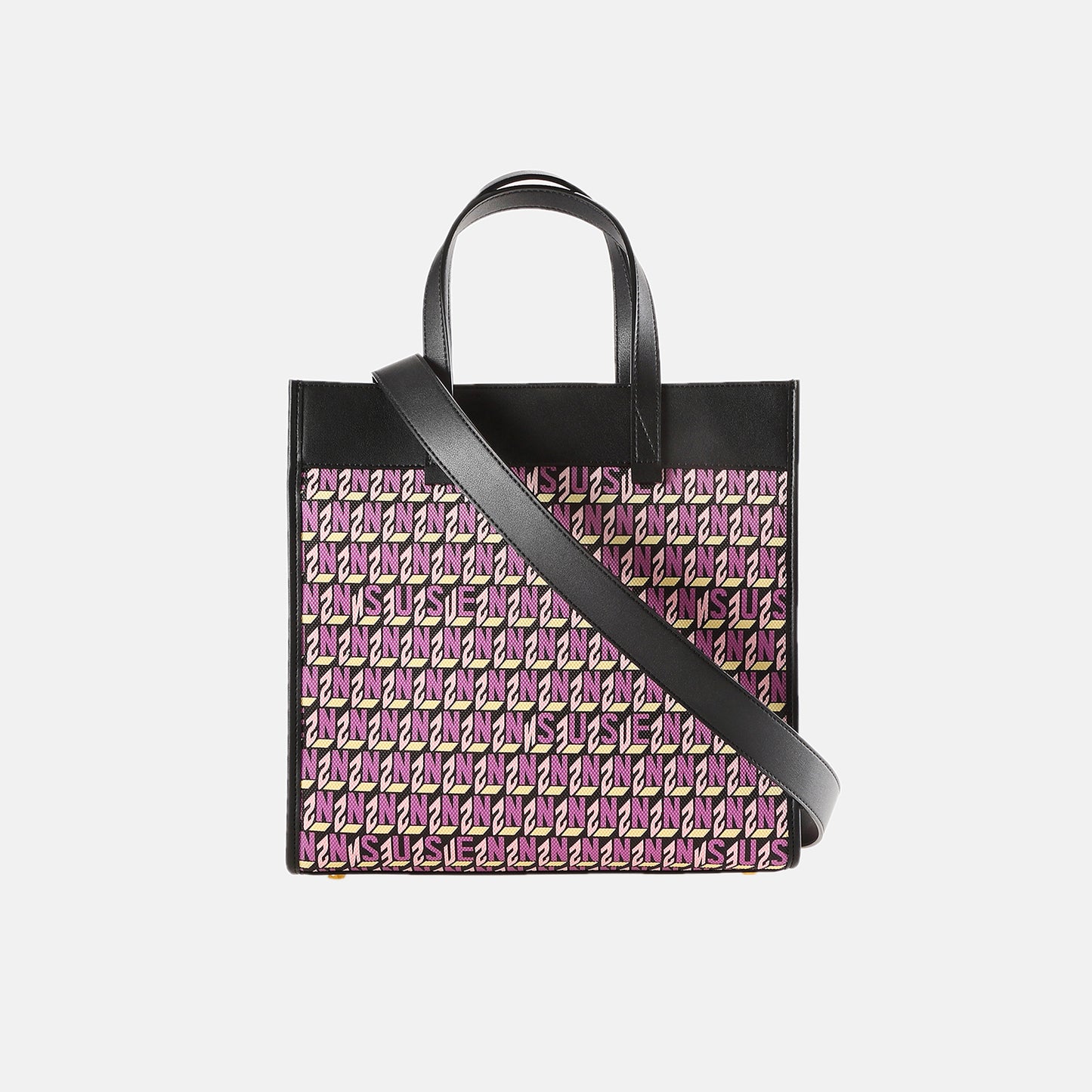 Brand Large Monogram Printed  Lnclined Shoulder Bag - Purple