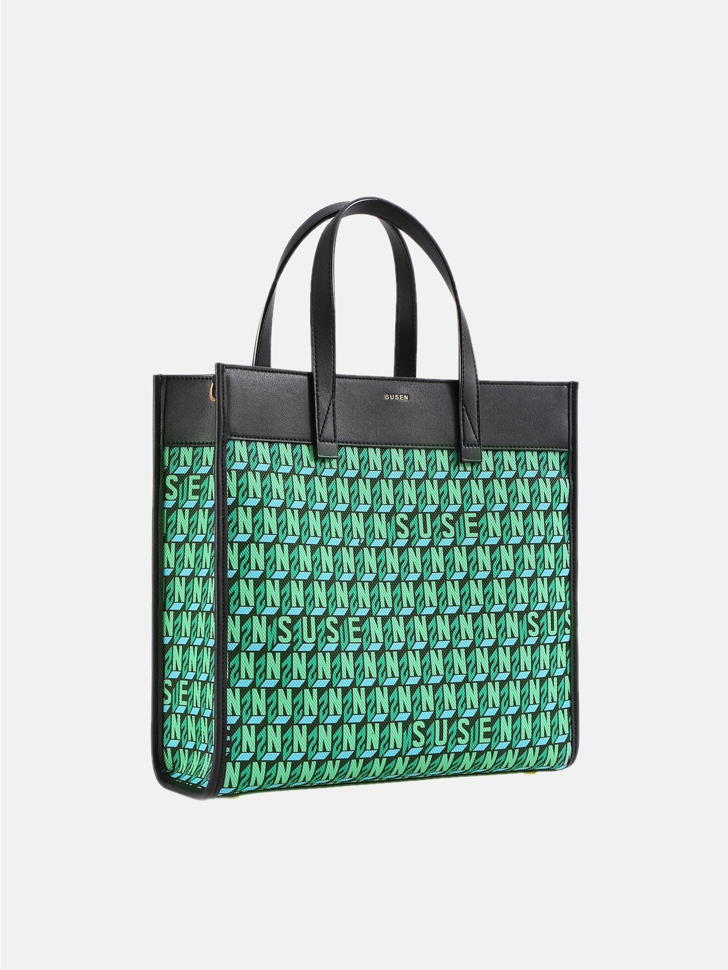 Brand Large Monogram Printed  Lnclined Shoulder Bag - Green