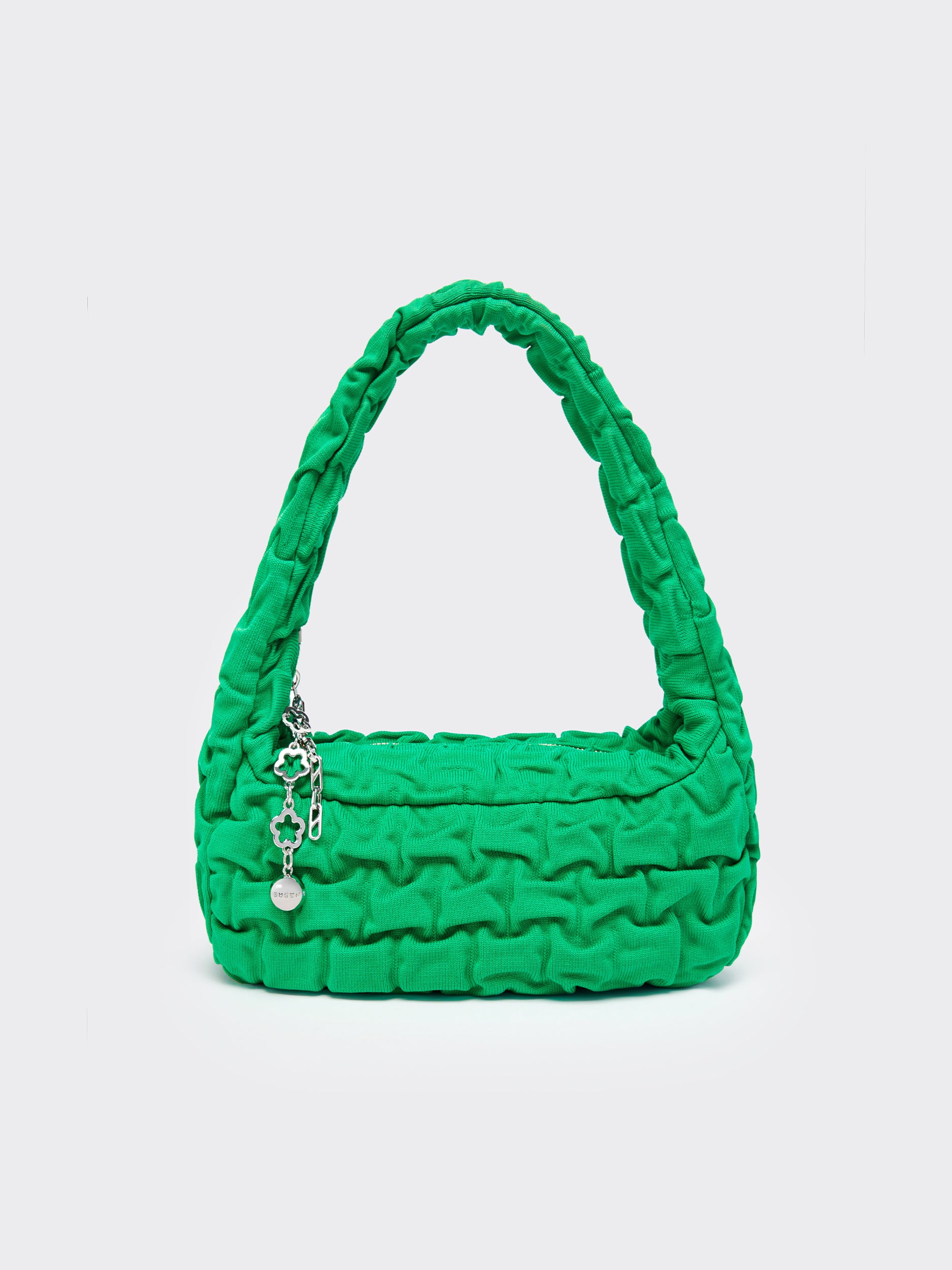 One Shoulder Pleated Toast Bag - Green