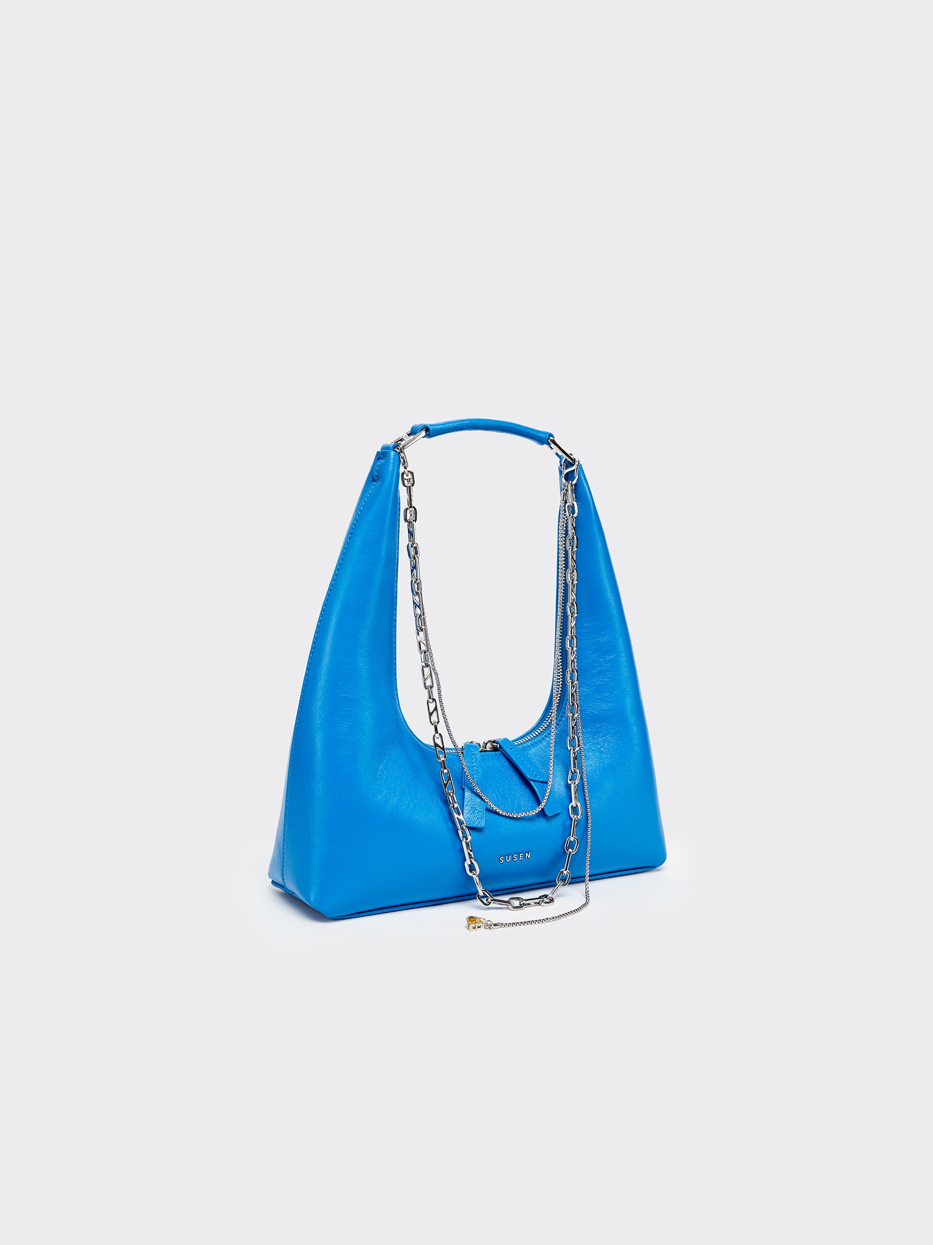 Small Shoulder Tartar Bag - Blue